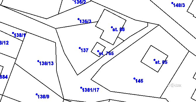Parcela st. 765 v KÚ Skalice u Frýdku-Místku, Katastrální mapa