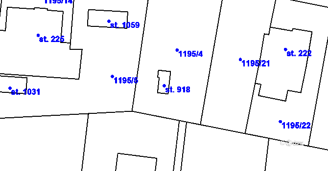 Parcela st. 918 v KÚ Skalice u Frýdku-Místku, Katastrální mapa