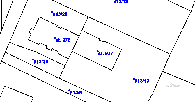 Parcela st. 937 v KÚ Skalice u Frýdku-Místku, Katastrální mapa