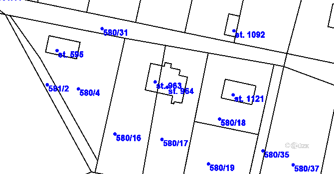 Parcela st. 964 v KÚ Skalice u Frýdku-Místku, Katastrální mapa
