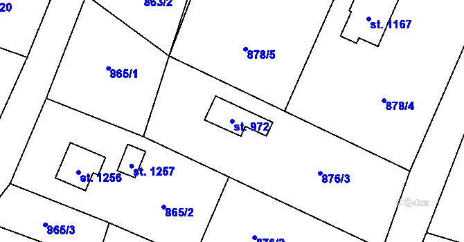 Parcela st. 972 v KÚ Skalice u Frýdku-Místku, Katastrální mapa