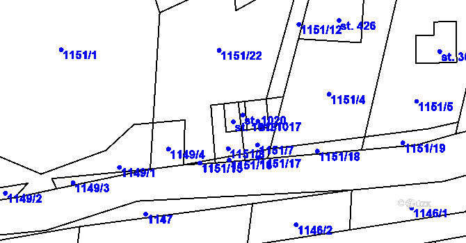 Parcela st. 1018 v KÚ Skalice u Frýdku-Místku, Katastrální mapa