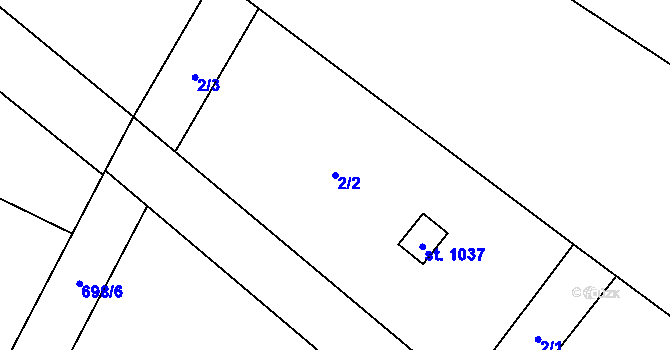 Parcela st. 2/2 v KÚ Skalice u Frýdku-Místku, Katastrální mapa