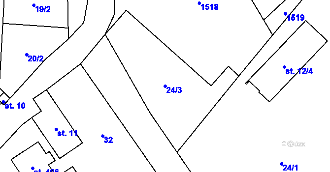Parcela st. 24/3 v KÚ Skalice u Frýdku-Místku, Katastrální mapa