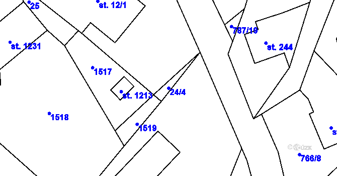 Parcela st. 24/4 v KÚ Skalice u Frýdku-Místku, Katastrální mapa
