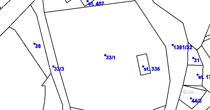 Parcela st. 33/1 v KÚ Skalice u Frýdku-Místku, Katastrální mapa