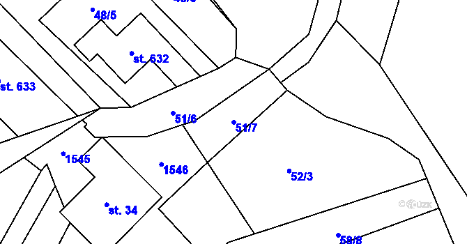 Parcela st. 51/7 v KÚ Skalice u Frýdku-Místku, Katastrální mapa