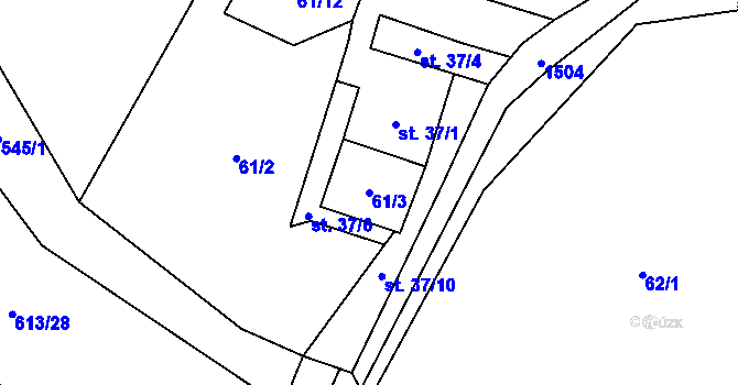 Parcela st. 61/3 v KÚ Skalice u Frýdku-Místku, Katastrální mapa