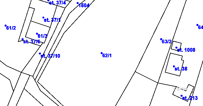 Parcela st. 62/1 v KÚ Skalice u Frýdku-Místku, Katastrální mapa