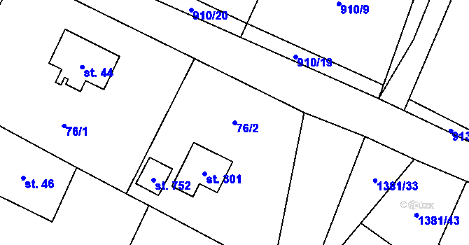 Parcela st. 76/2 v KÚ Skalice u Frýdku-Místku, Katastrální mapa