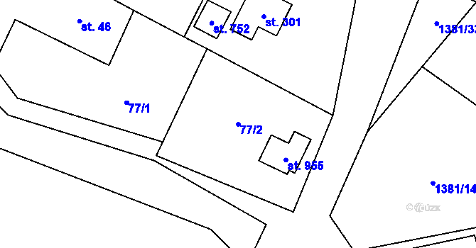 Parcela st. 77/2 v KÚ Skalice u Frýdku-Místku, Katastrální mapa