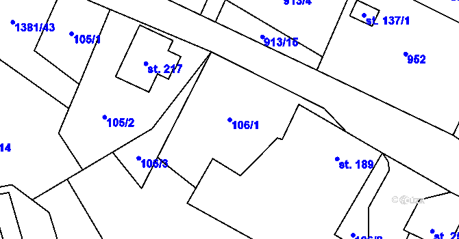 Parcela st. 106/1 v KÚ Skalice u Frýdku-Místku, Katastrální mapa