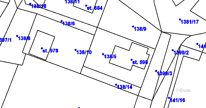 Parcela st. 138/5 v KÚ Skalice u Frýdku-Místku, Katastrální mapa
