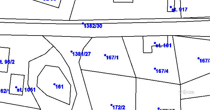 Parcela st. 167/1 v KÚ Skalice u Frýdku-Místku, Katastrální mapa
