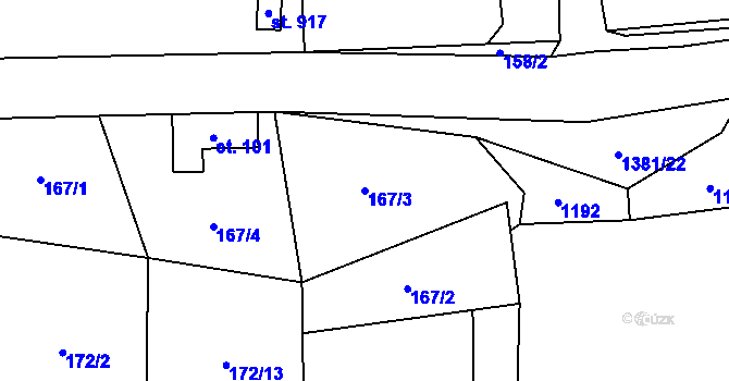 Parcela st. 167/3 v KÚ Skalice u Frýdku-Místku, Katastrální mapa