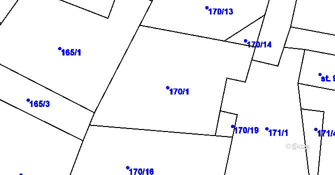 Parcela st. 170/1 v KÚ Skalice u Frýdku-Místku, Katastrální mapa