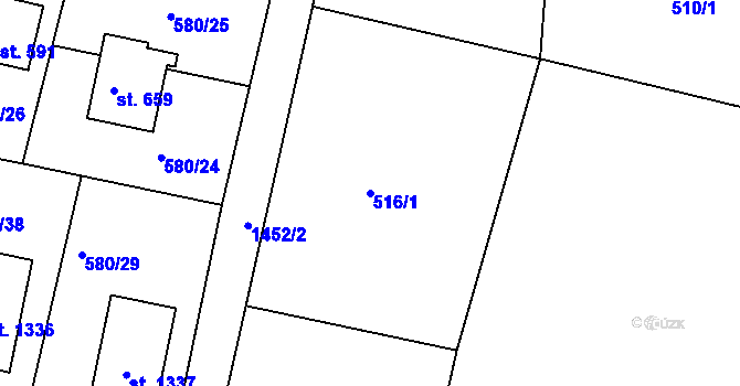 Parcela st. 516/1 v KÚ Skalice u Frýdku-Místku, Katastrální mapa