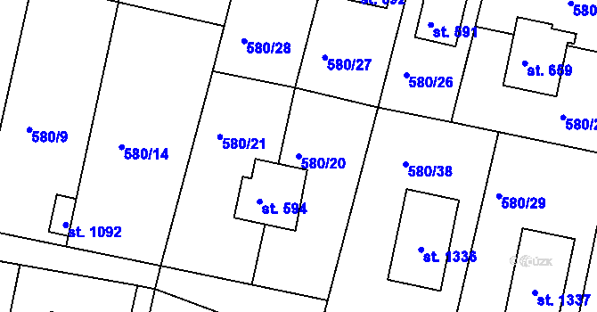Parcela st. 580/20 v KÚ Skalice u Frýdku-Místku, Katastrální mapa