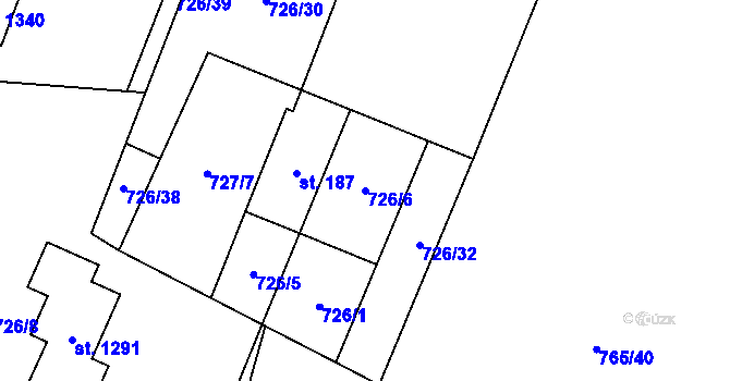 Parcela st. 726/6 v KÚ Skalice u Frýdku-Místku, Katastrální mapa