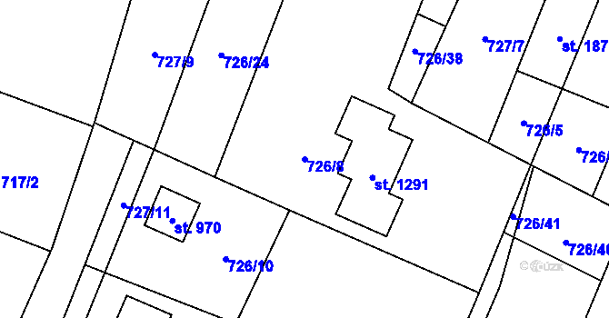 Parcela st. 726/8 v KÚ Skalice u Frýdku-Místku, Katastrální mapa