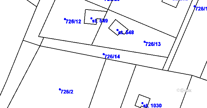 Parcela st. 726/14 v KÚ Skalice u Frýdku-Místku, Katastrální mapa