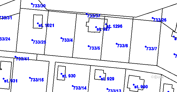 Parcela st. 733/5 v KÚ Skalice u Frýdku-Místku, Katastrální mapa