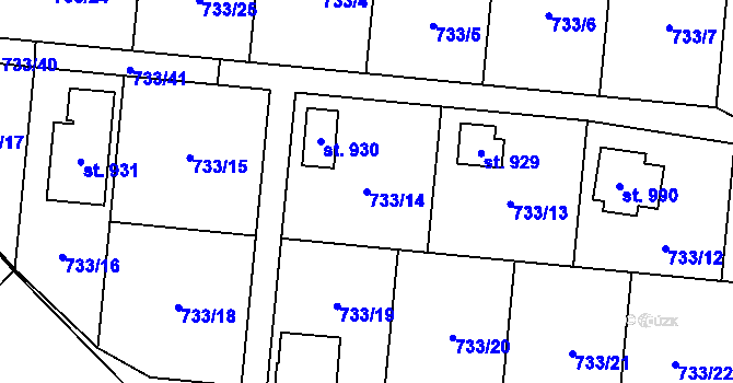 Parcela st. 733/14 v KÚ Skalice u Frýdku-Místku, Katastrální mapa