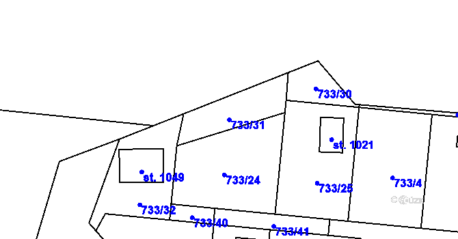 Parcela st. 733/31 v KÚ Skalice u Frýdku-Místku, Katastrální mapa