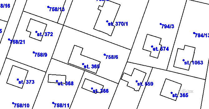 Parcela st. 758/6 v KÚ Skalice u Frýdku-Místku, Katastrální mapa