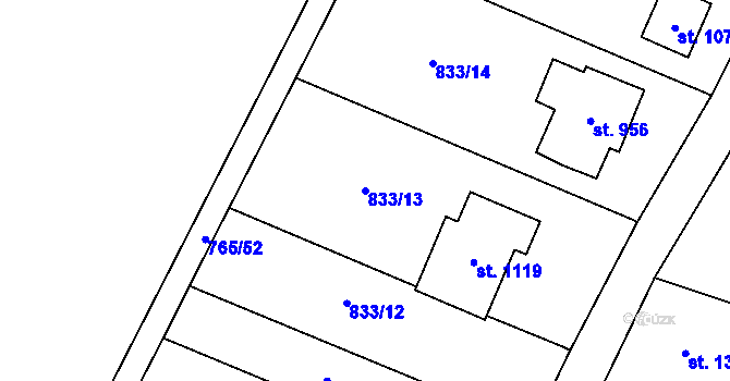 Parcela st. 833/13 v KÚ Skalice u Frýdku-Místku, Katastrální mapa