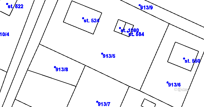 Parcela st. 913/5 v KÚ Skalice u Frýdku-Místku, Katastrální mapa