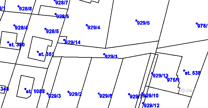 Parcela st. 929/1 v KÚ Skalice u Frýdku-Místku, Katastrální mapa