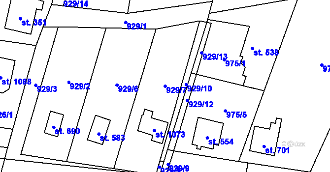 Parcela st. 929/7 v KÚ Skalice u Frýdku-Místku, Katastrální mapa