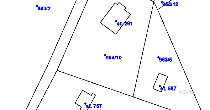Parcela st. 964/10 v KÚ Skalice u Frýdku-Místku, Katastrální mapa
