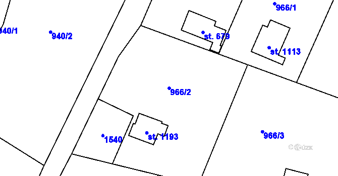 Parcela st. 966/2 v KÚ Skalice u Frýdku-Místku, Katastrální mapa