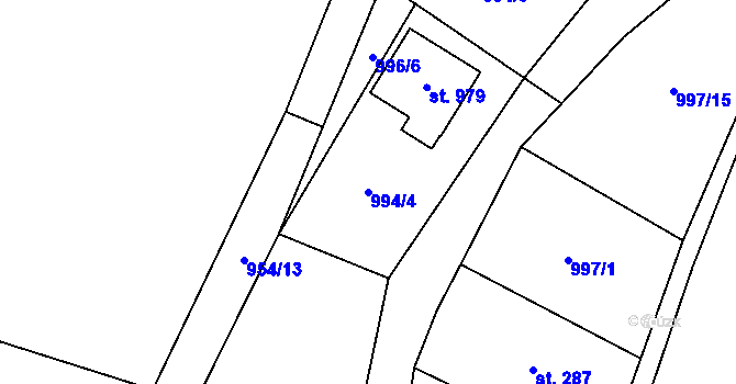 Parcela st. 994/4 v KÚ Skalice u Frýdku-Místku, Katastrální mapa