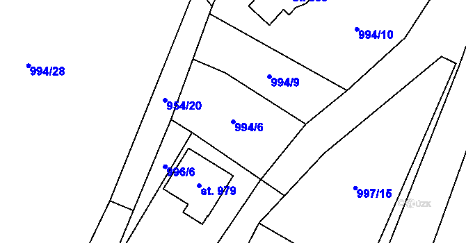 Parcela st. 994/6 v KÚ Skalice u Frýdku-Místku, Katastrální mapa