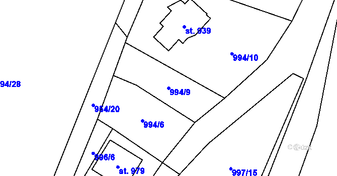 Parcela st. 994/9 v KÚ Skalice u Frýdku-Místku, Katastrální mapa