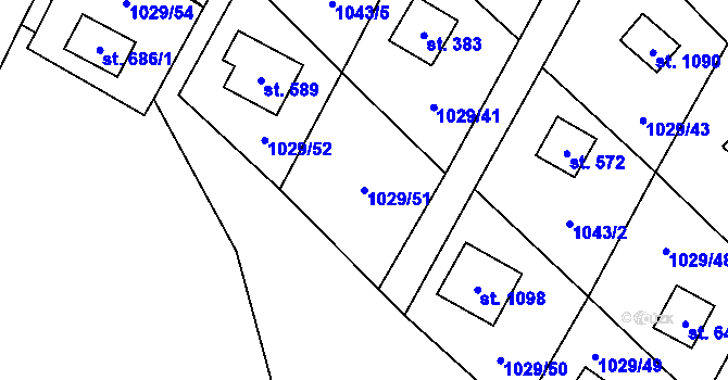 Parcela st. 1029/51 v KÚ Skalice u Frýdku-Místku, Katastrální mapa