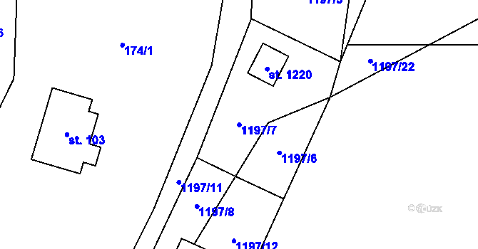 Parcela st. 1197/7 v KÚ Skalice u Frýdku-Místku, Katastrální mapa
