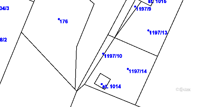 Parcela st. 1197/10 v KÚ Skalice u Frýdku-Místku, Katastrální mapa