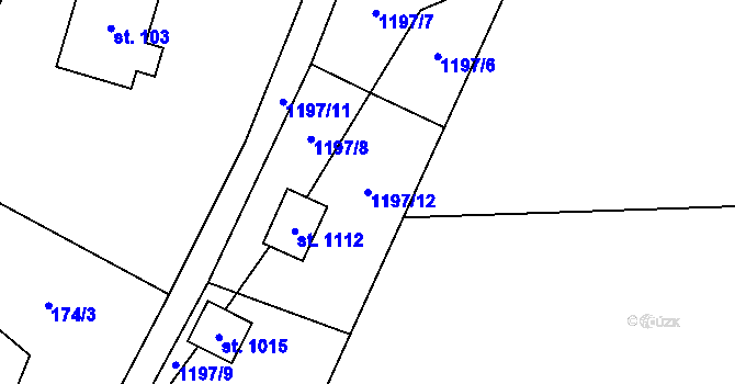 Parcela st. 1197/12 v KÚ Skalice u Frýdku-Místku, Katastrální mapa