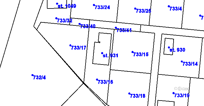 Parcela st. 931 v KÚ Skalice u Frýdku-Místku, Katastrální mapa