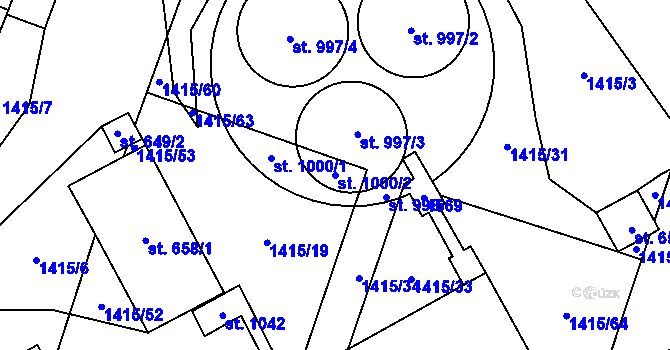 Parcela st. 1000/2 v KÚ Skalice u Frýdku-Místku, Katastrální mapa