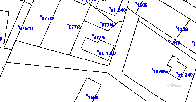 Parcela st. 1057 v KÚ Skalice u Frýdku-Místku, Katastrální mapa