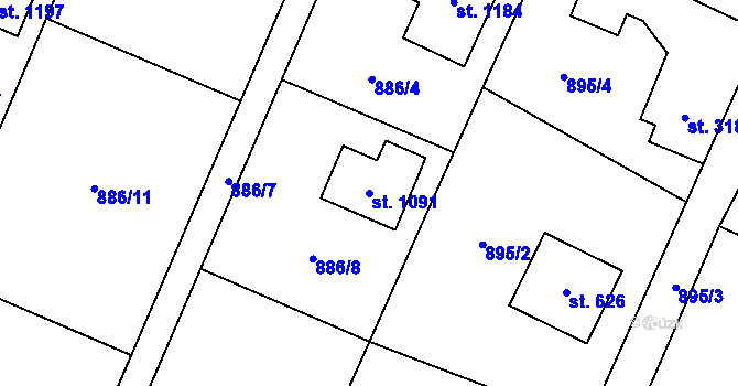 Parcela st. 1091 v KÚ Skalice u Frýdku-Místku, Katastrální mapa
