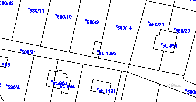Parcela st. 1092 v KÚ Skalice u Frýdku-Místku, Katastrální mapa