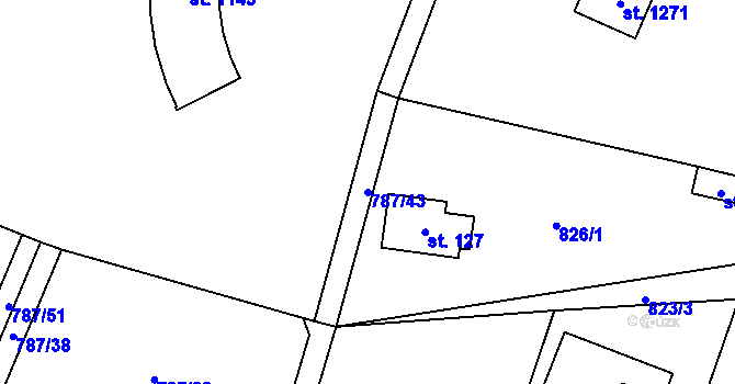 Parcela st. 787/43 v KÚ Skalice u Frýdku-Místku, Katastrální mapa