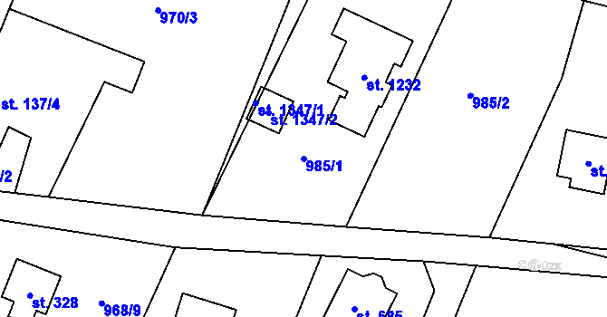 Parcela st. 985/1 v KÚ Skalice u Frýdku-Místku, Katastrální mapa