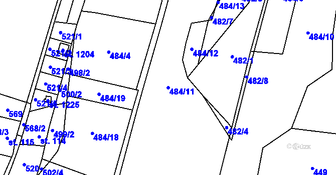 Parcela st. 484/11 v KÚ Skalice u Frýdku-Místku, Katastrální mapa
